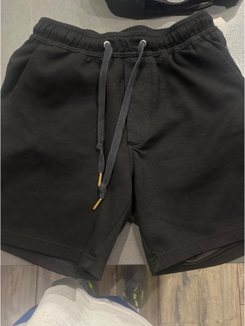American Eagle Black XS Elastic Waist Drawstring Shorts with Logo